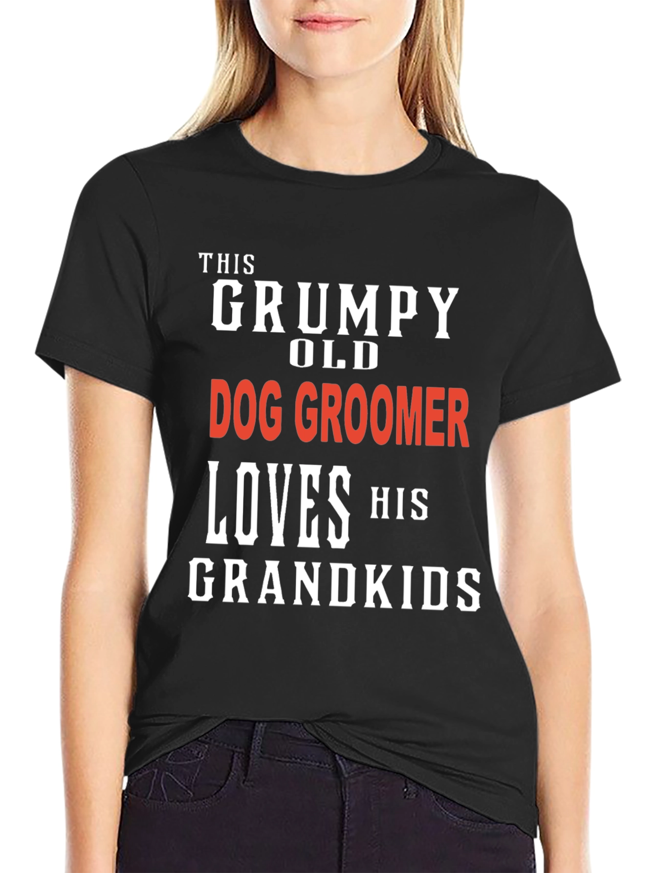 Grumpy Old Dog Groomer T-Shirt - Grandkids Love