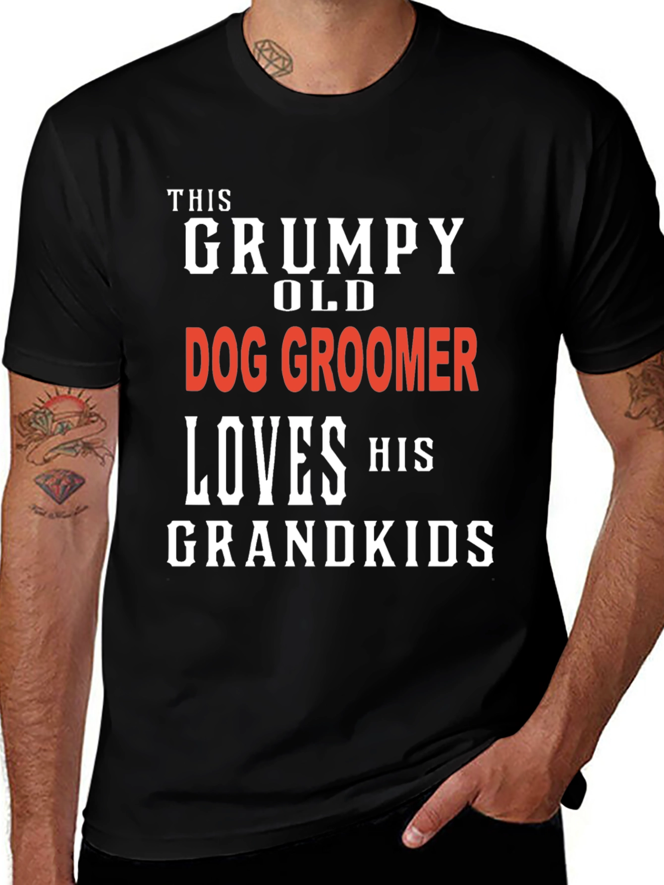 Grumpy Old Dog Groomer T-Shirt - Grandkids Love