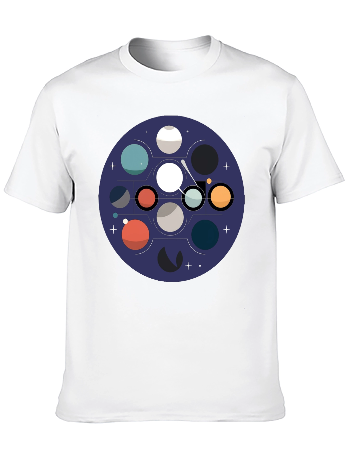 Cosmic Planets Graphic Tee - Black Cotton Blend