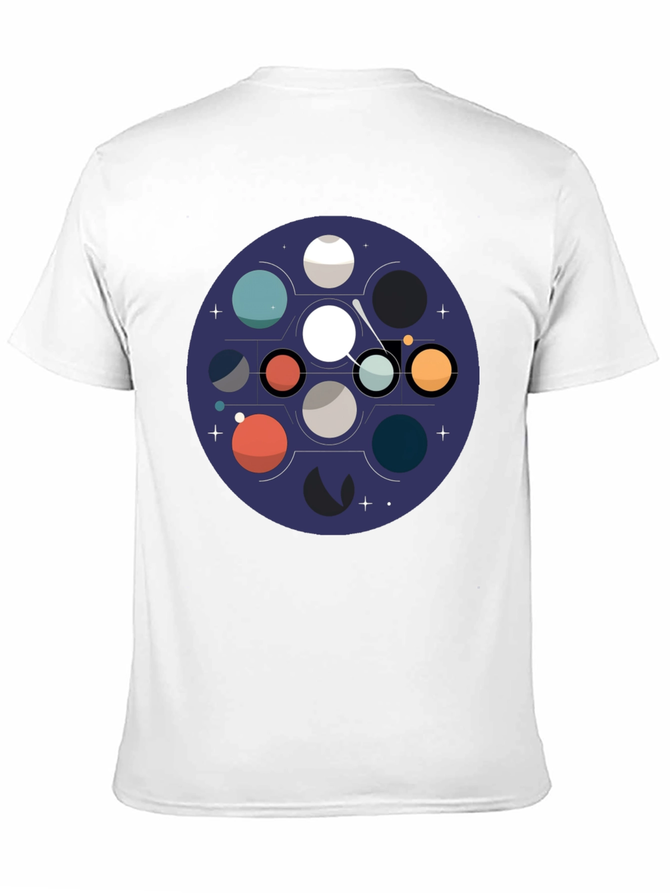 Cosmic Planets Graphic Tee - Black Cotton Blend