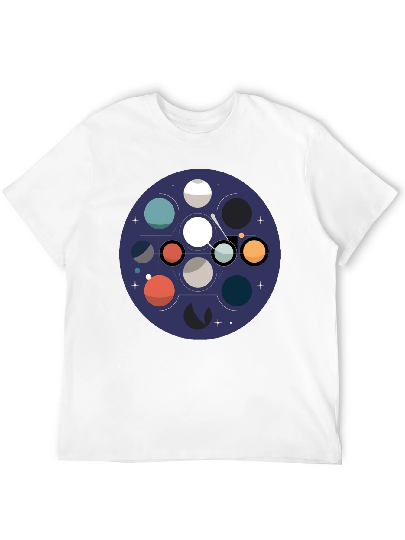 Cosmic Planets Graphic Tee - Black Cotton Blend