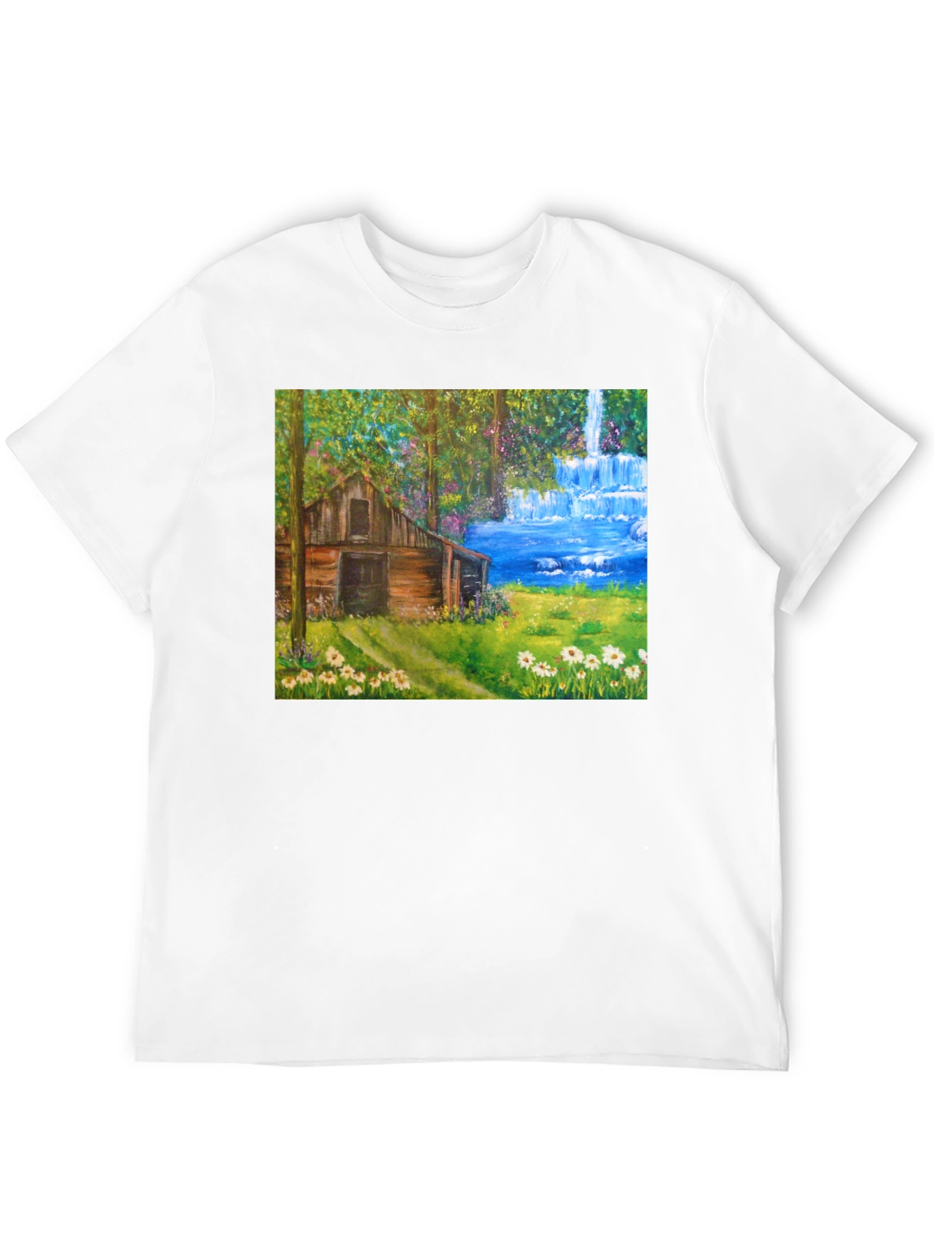 Cabin Waterfall Nature T-Shirt