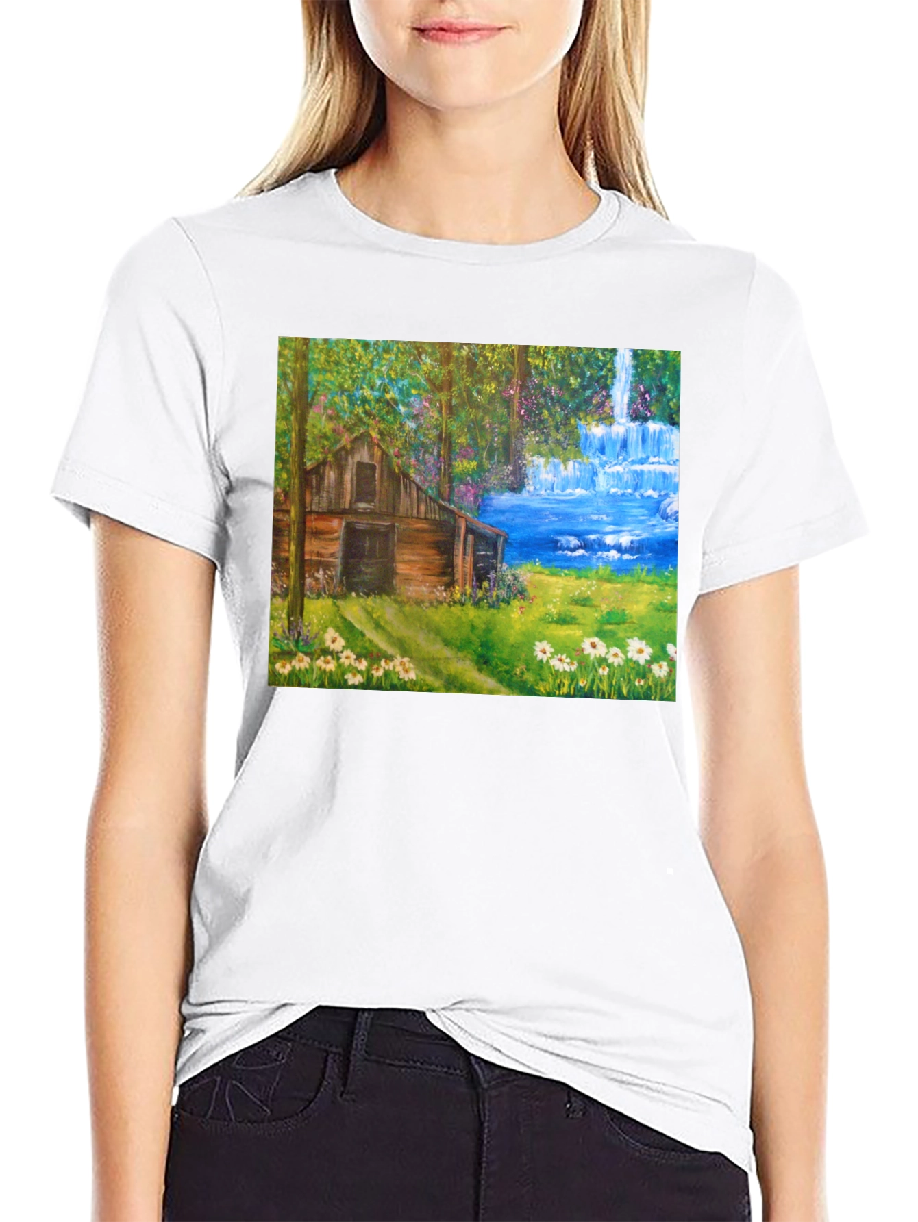 Cabin Waterfall Nature T-Shirt
