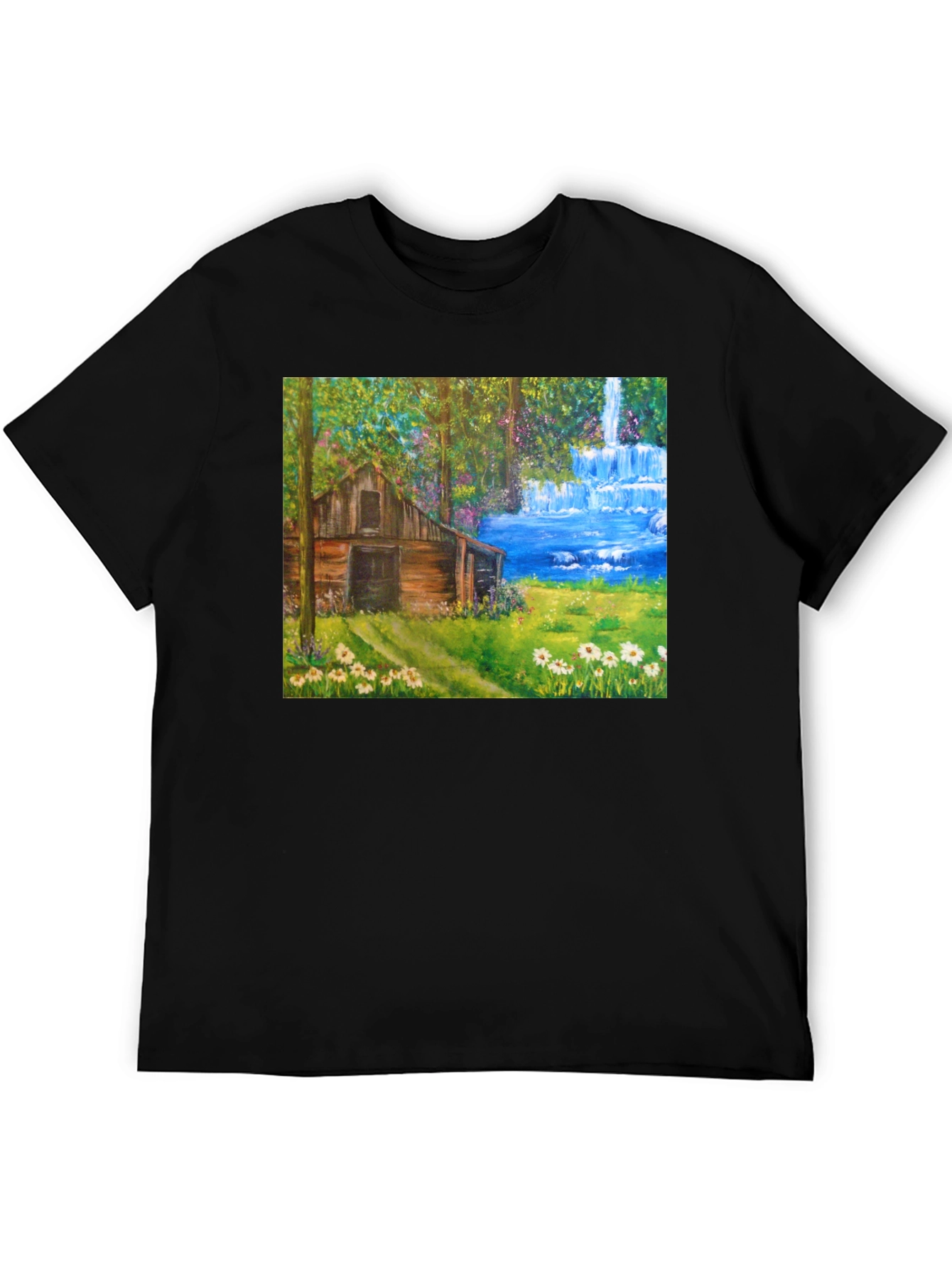 Cabin Waterfall Nature T-Shirt