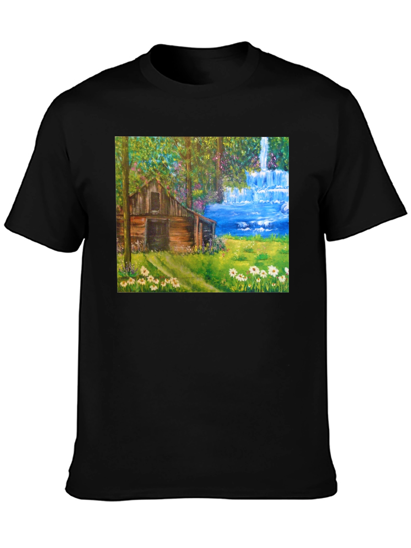 Cabin Waterfall Nature T-Shirt