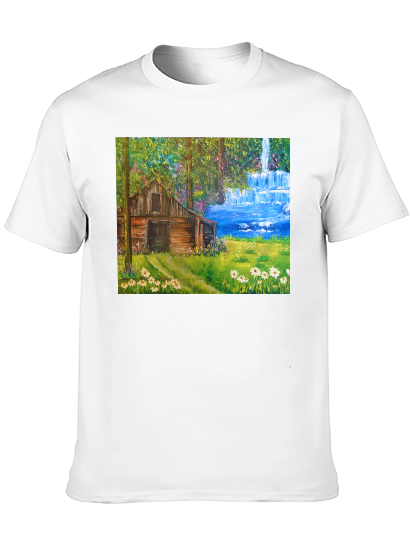 Cabin Waterfall Nature T-Shirt