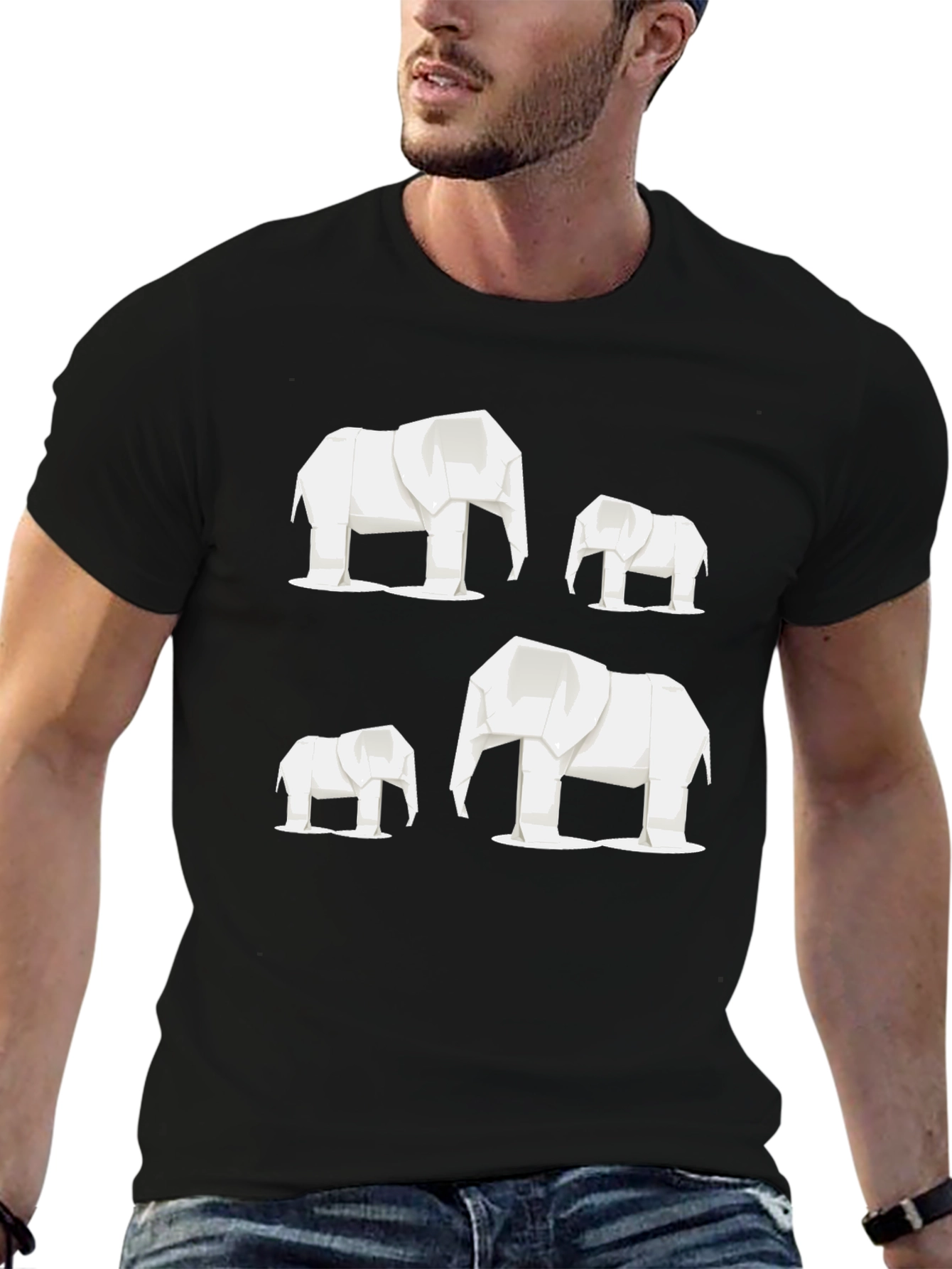Origami Elephant T-Shirt - Geometric Design