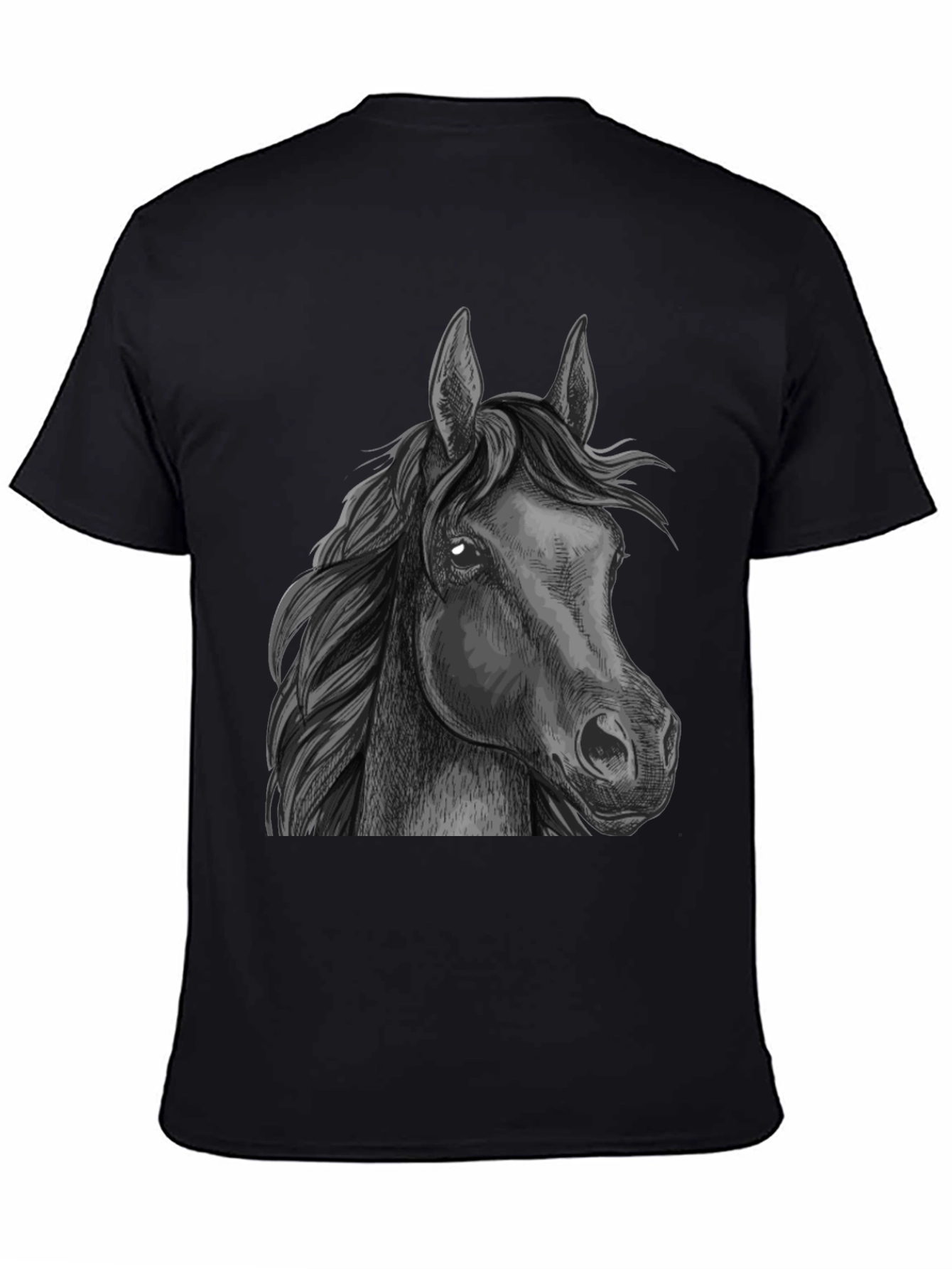 Horse Graphic Print Tee - Black Animal T-Shirt