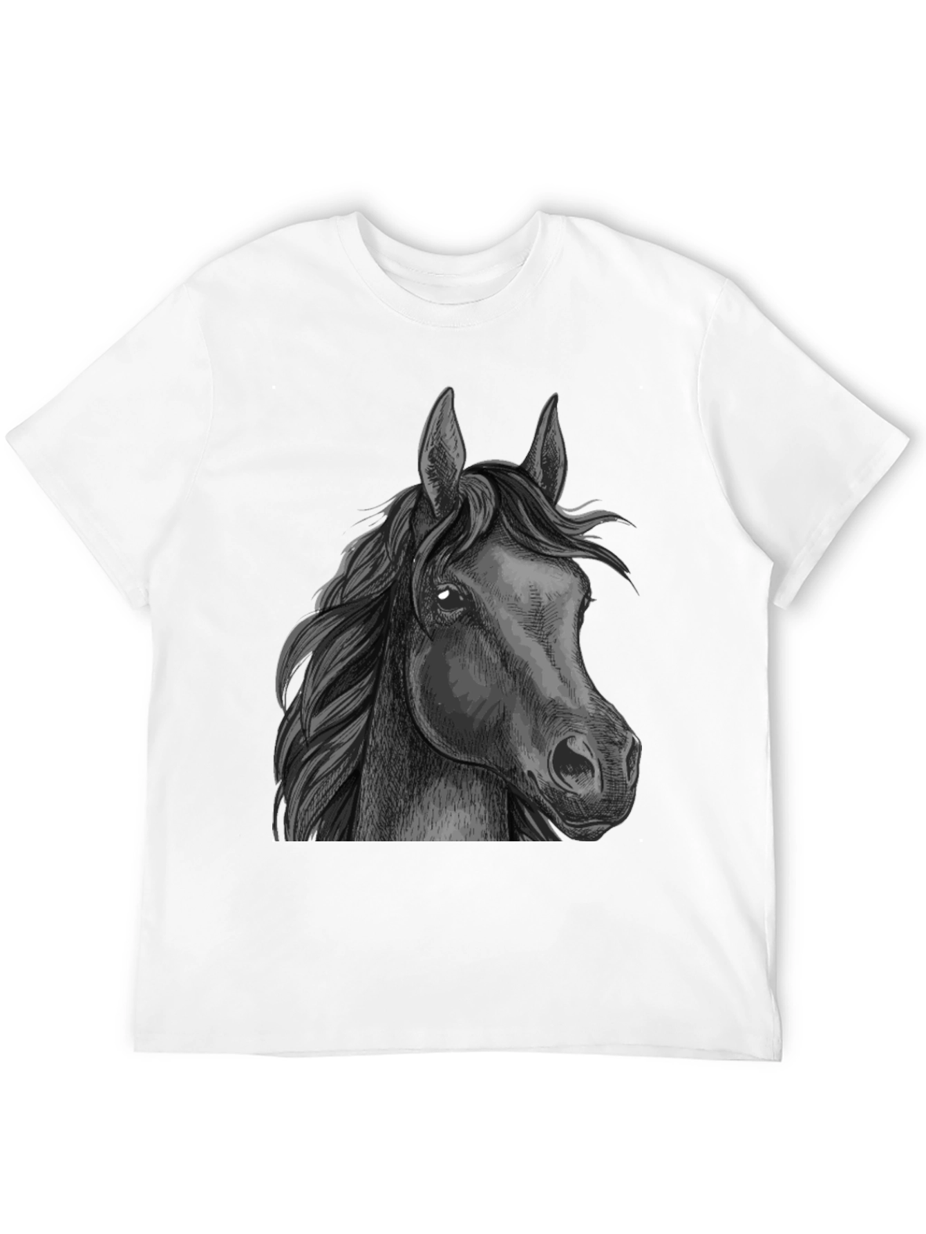 Horse Graphic Print Tee - Black Animal T-Shirt