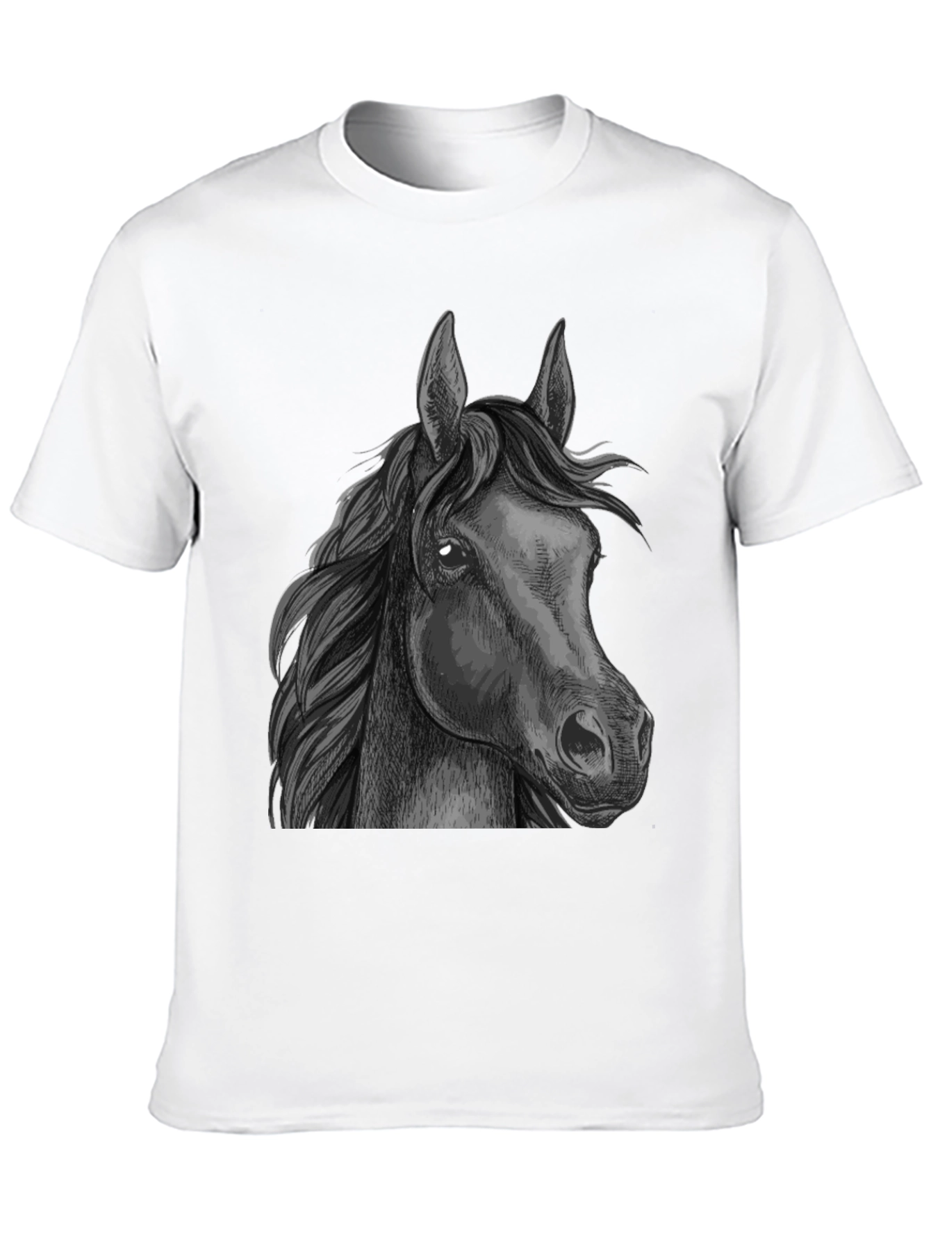 Horse Graphic Print Tee - Black Animal T-Shirt