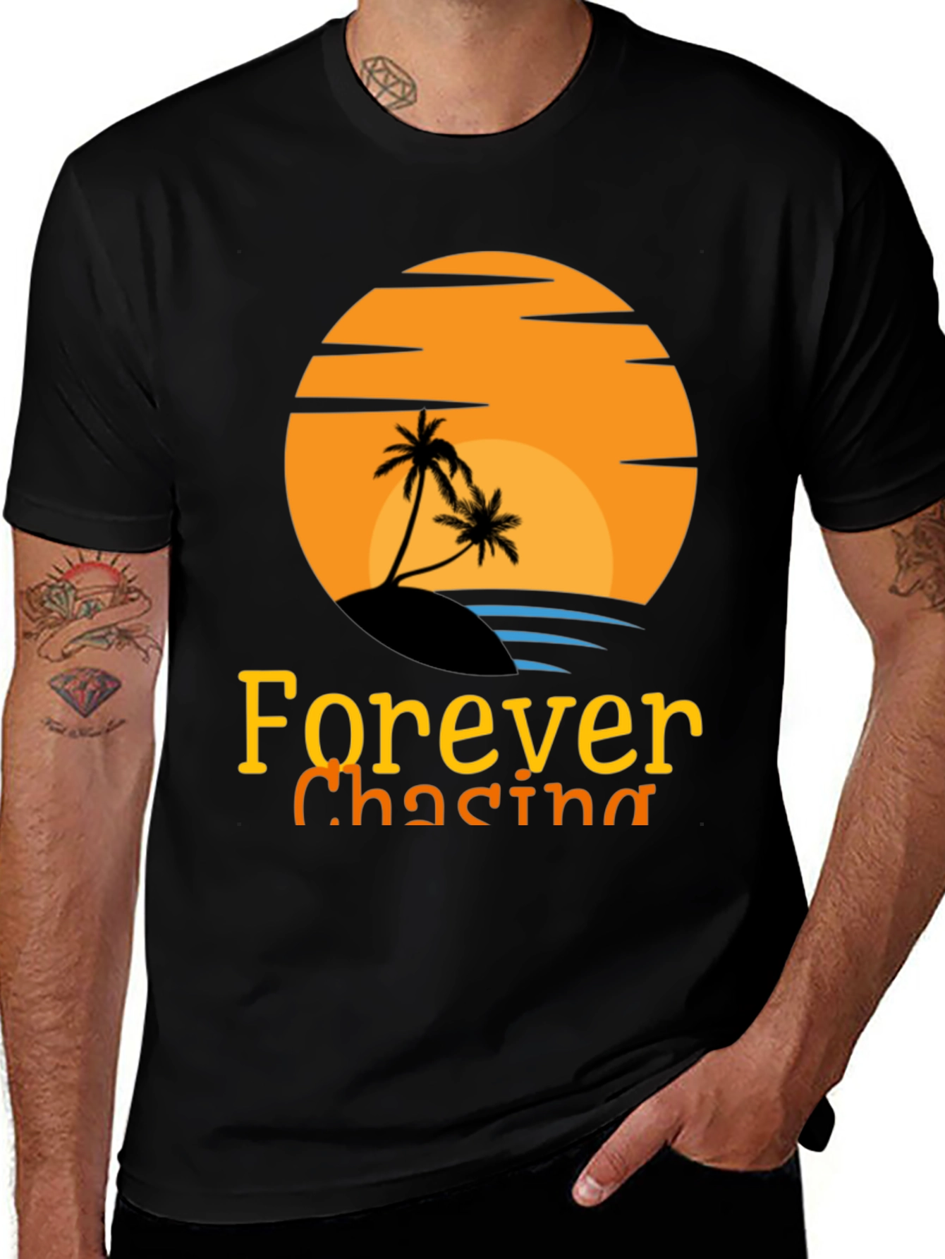 Forever Chasing Sunset Black Graphic Tee