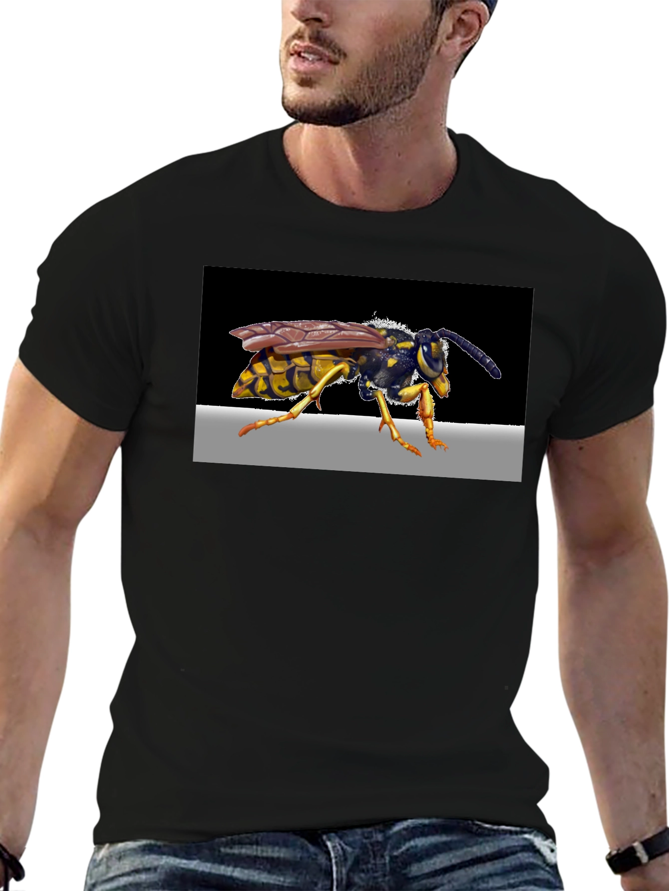 Wasp Graphic Print Black T-Shirt
