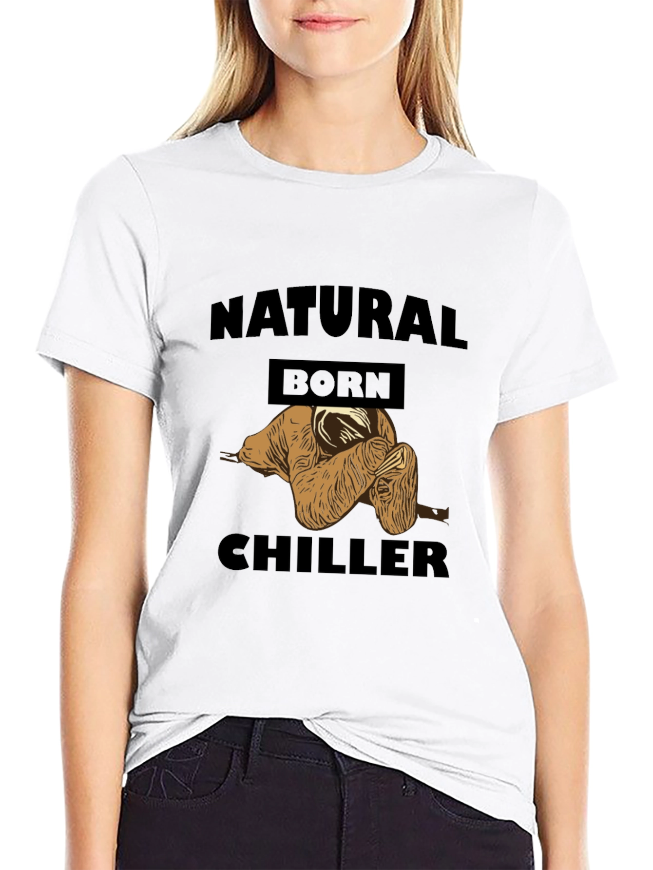 Natural Born Chiller Sloth Graphic Tee - Black