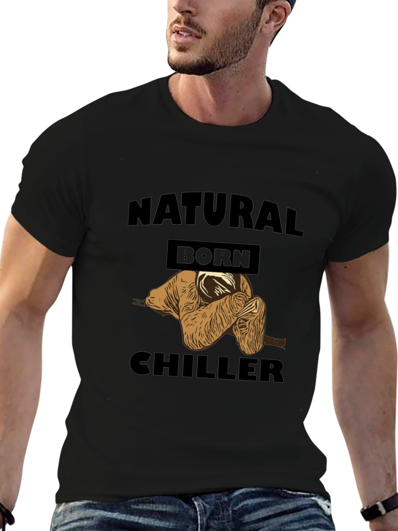 Natural Born Chiller Sloth Graphic Tee - Black
