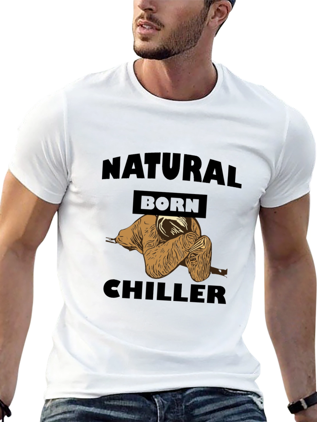 Natural Born Chiller Sloth Graphic Tee - Black