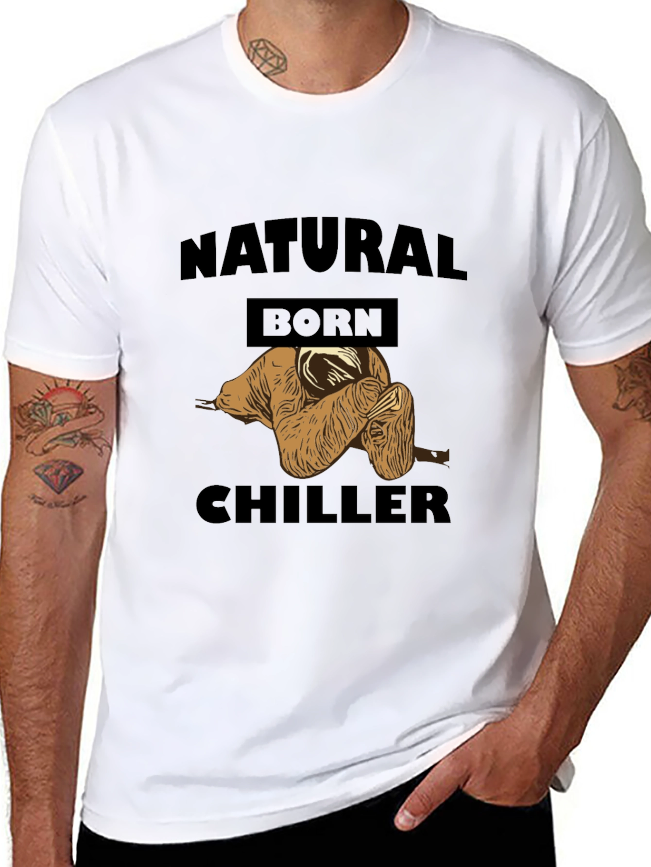 Natural Born Chiller Sloth Graphic Tee - Black