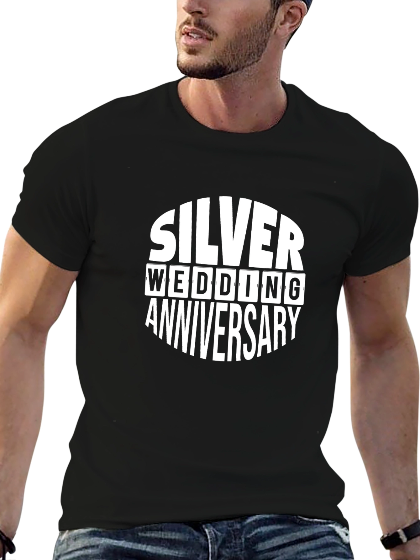 Silver Wedding Anniversary T-Shirt - Black