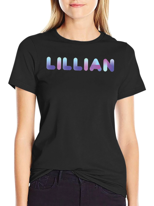 Lillian Name Black Cotton T-Shirt