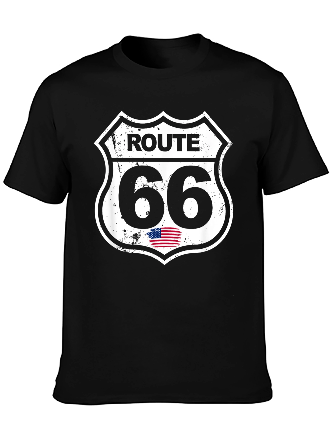 Route 66 Graphic Tee - Black Cotton T-Shirt