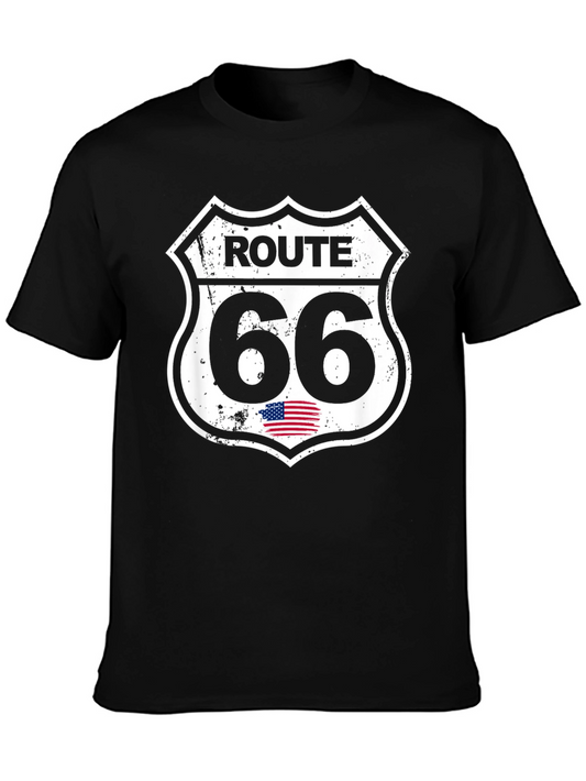 Route 66 Graphic Tee - Black Cotton T-Shirt