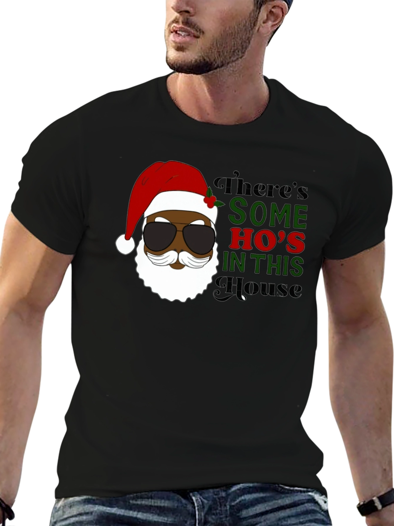 Black Santa Some Hos Holiday T-Shirt