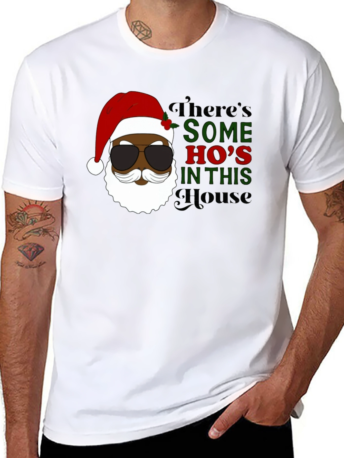 Black Santa Some Hos Holiday T-Shirt