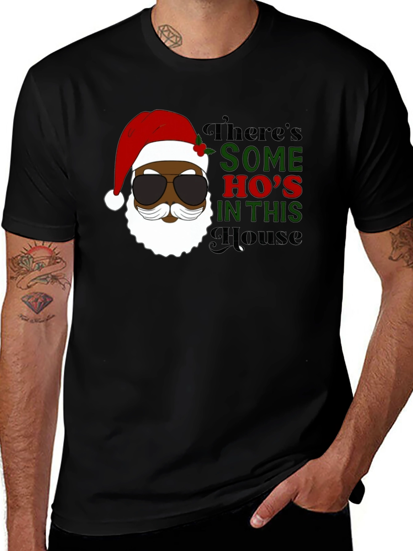 Black Santa Some Hos Holiday T-Shirt