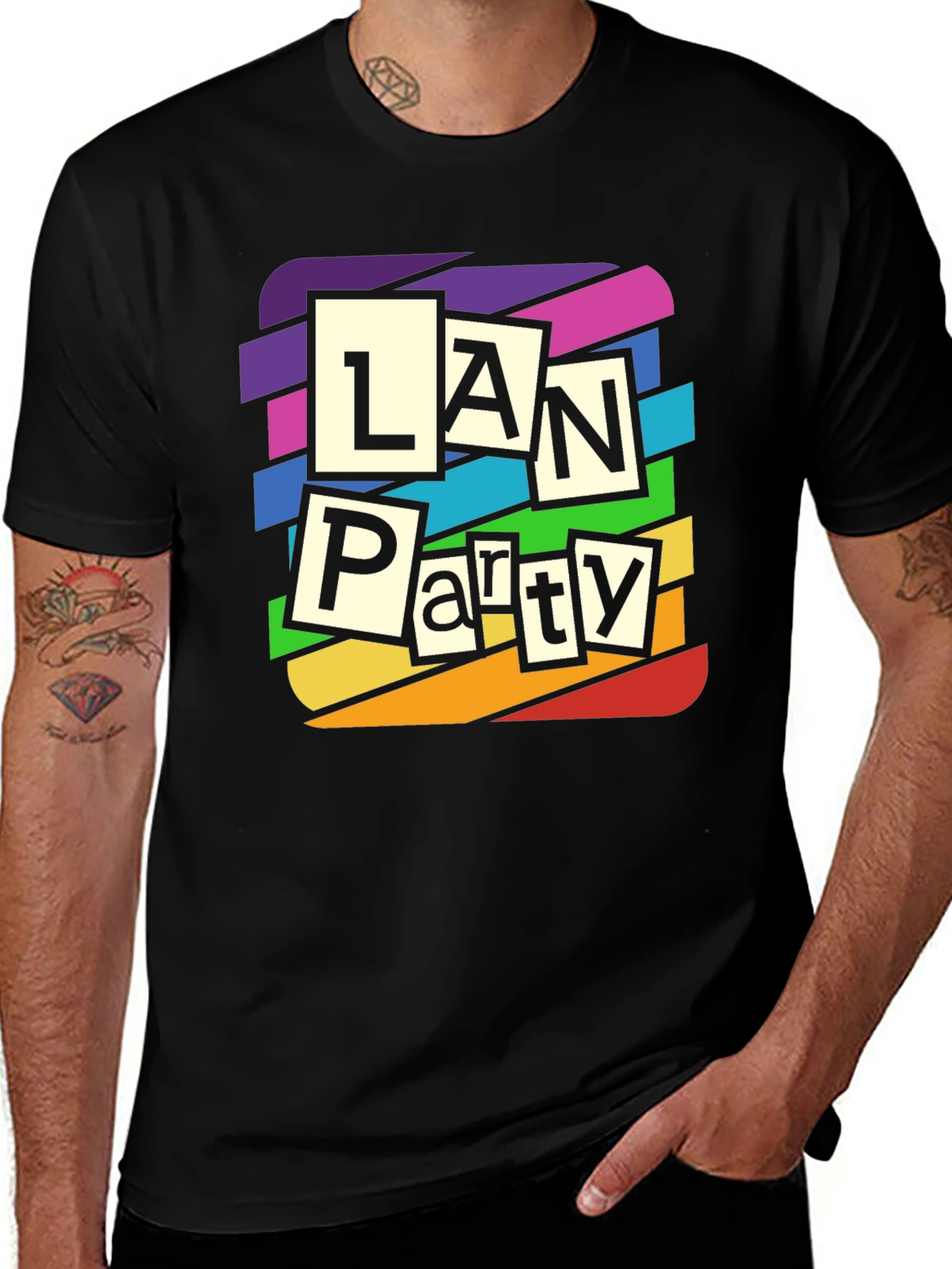 LAN Party Rainbow T-Shirt - Gamer Tee