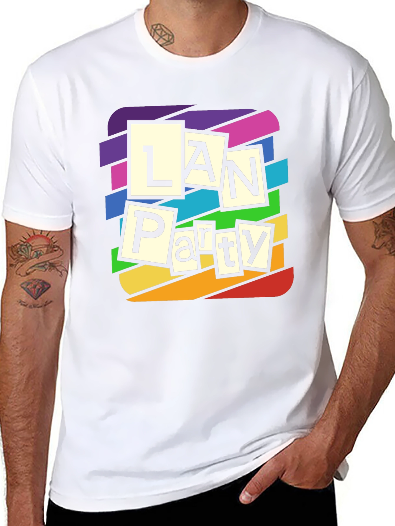 LAN Party Rainbow T-Shirt - Gamer Tee