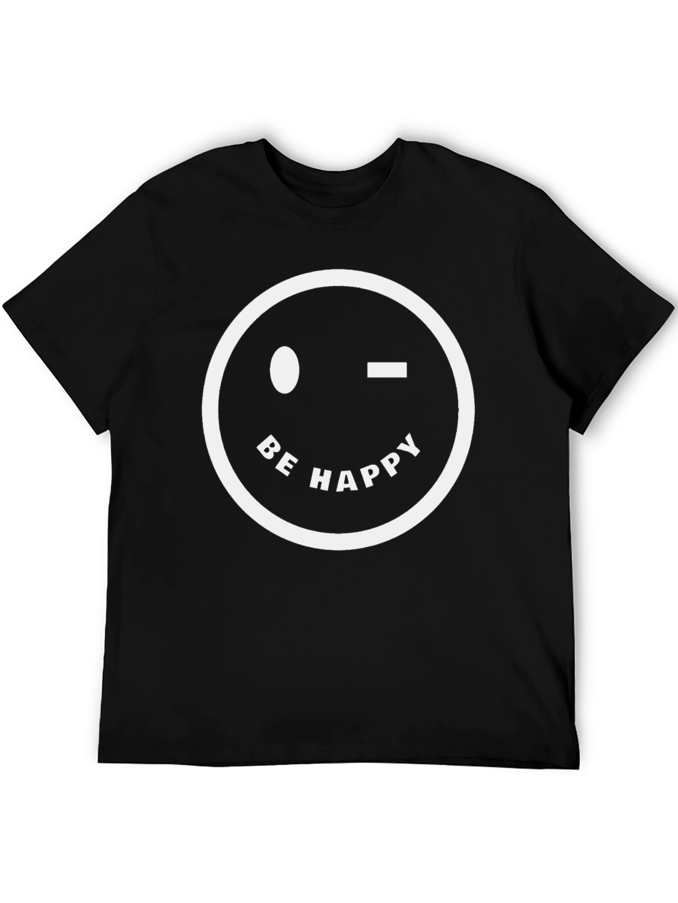 Be Happy Winking Face Graphic T-Shirt