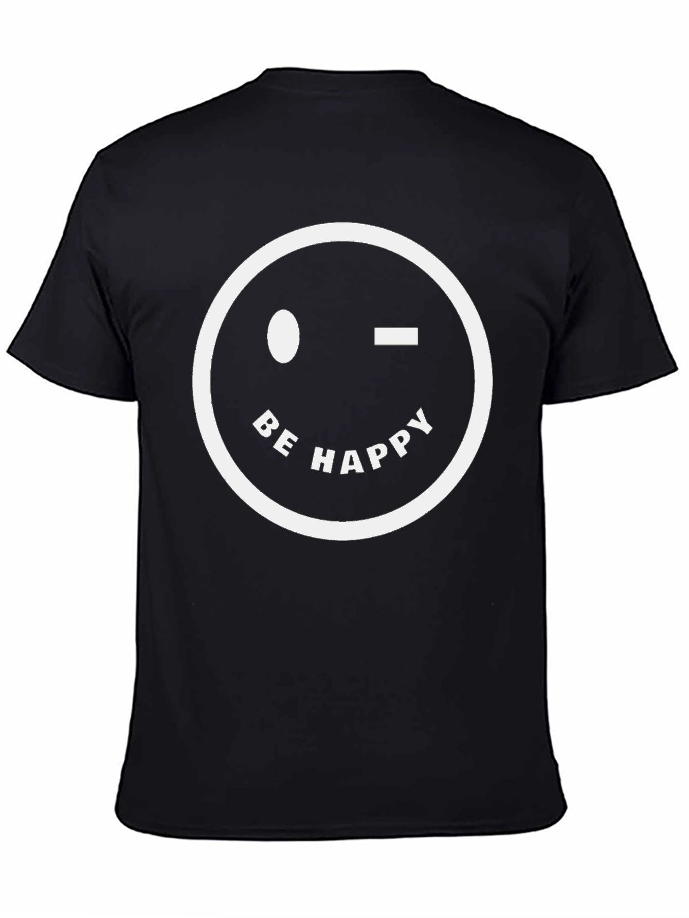 Be Happy Winking Face Graphic T-Shirt