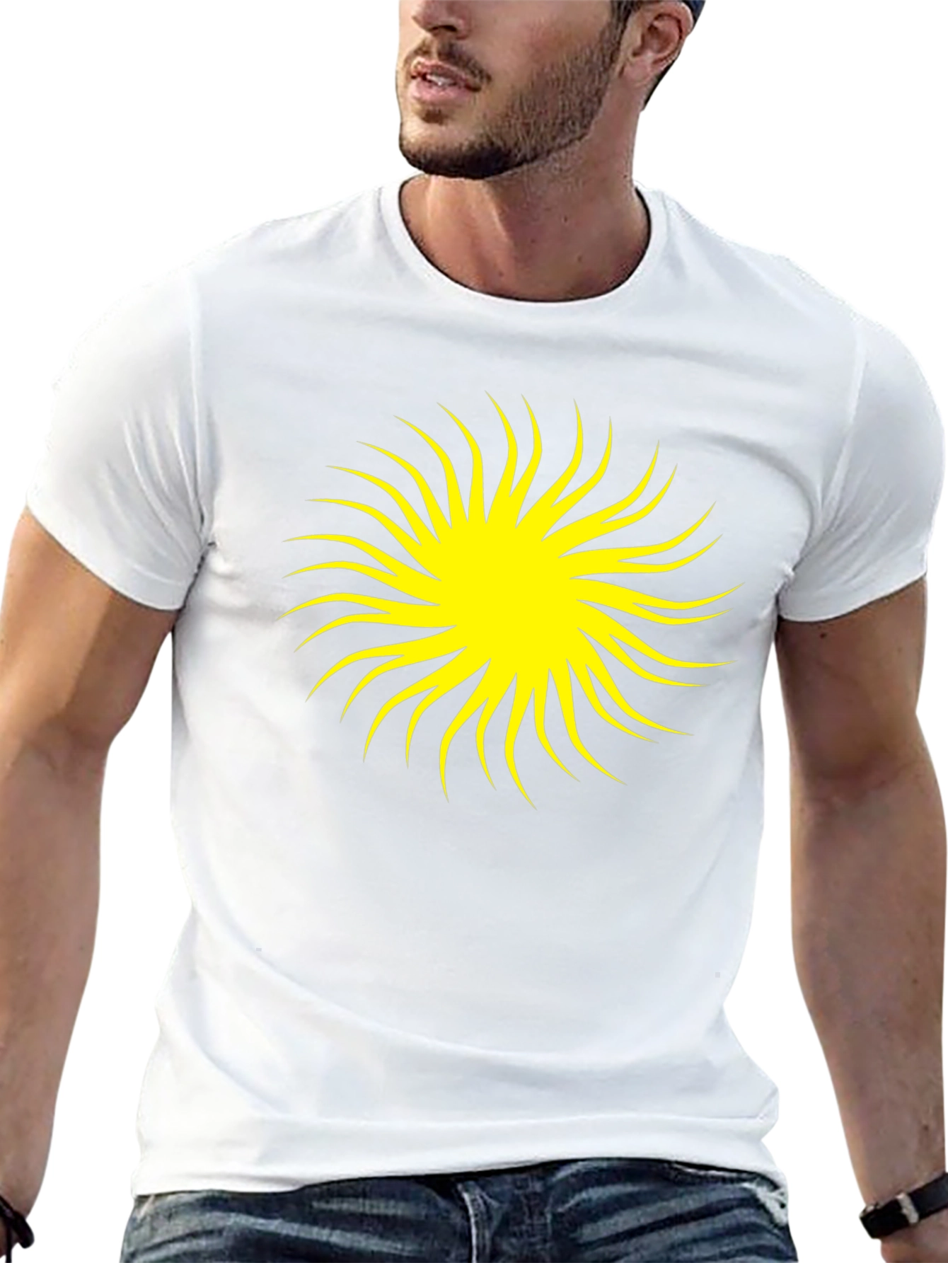 Black Tee with Yellow Burst Graphic