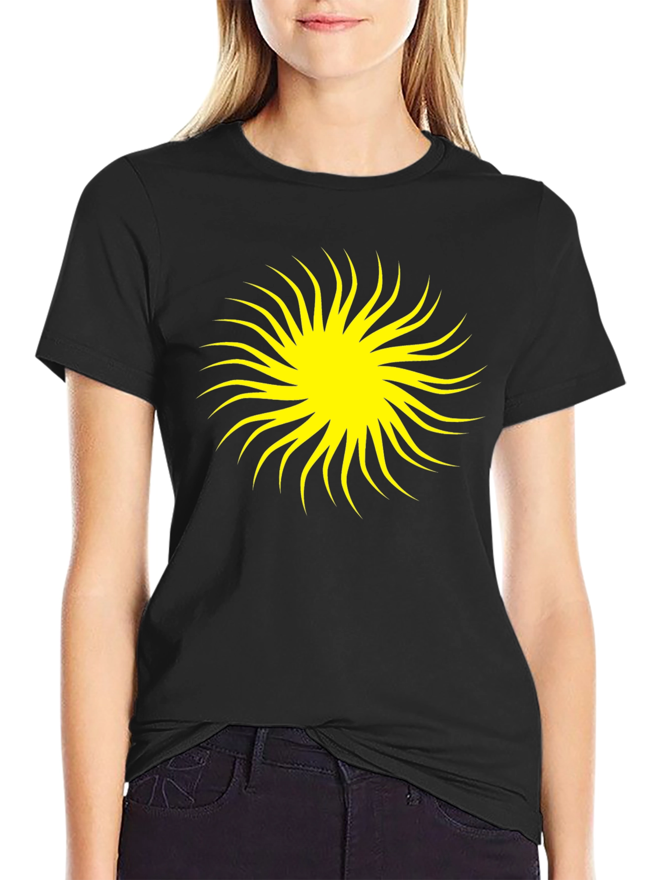 Black Tee with Yellow Burst Graphic