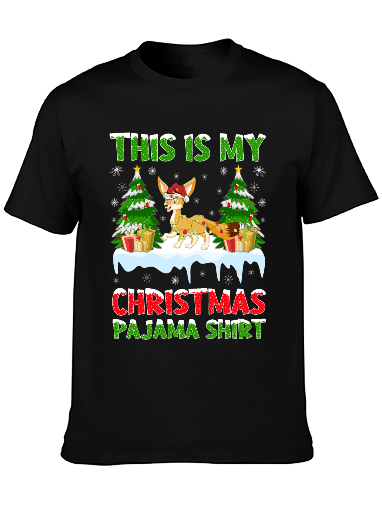 Christmas Pajama Shirt Fennec Fox Holiday Tee