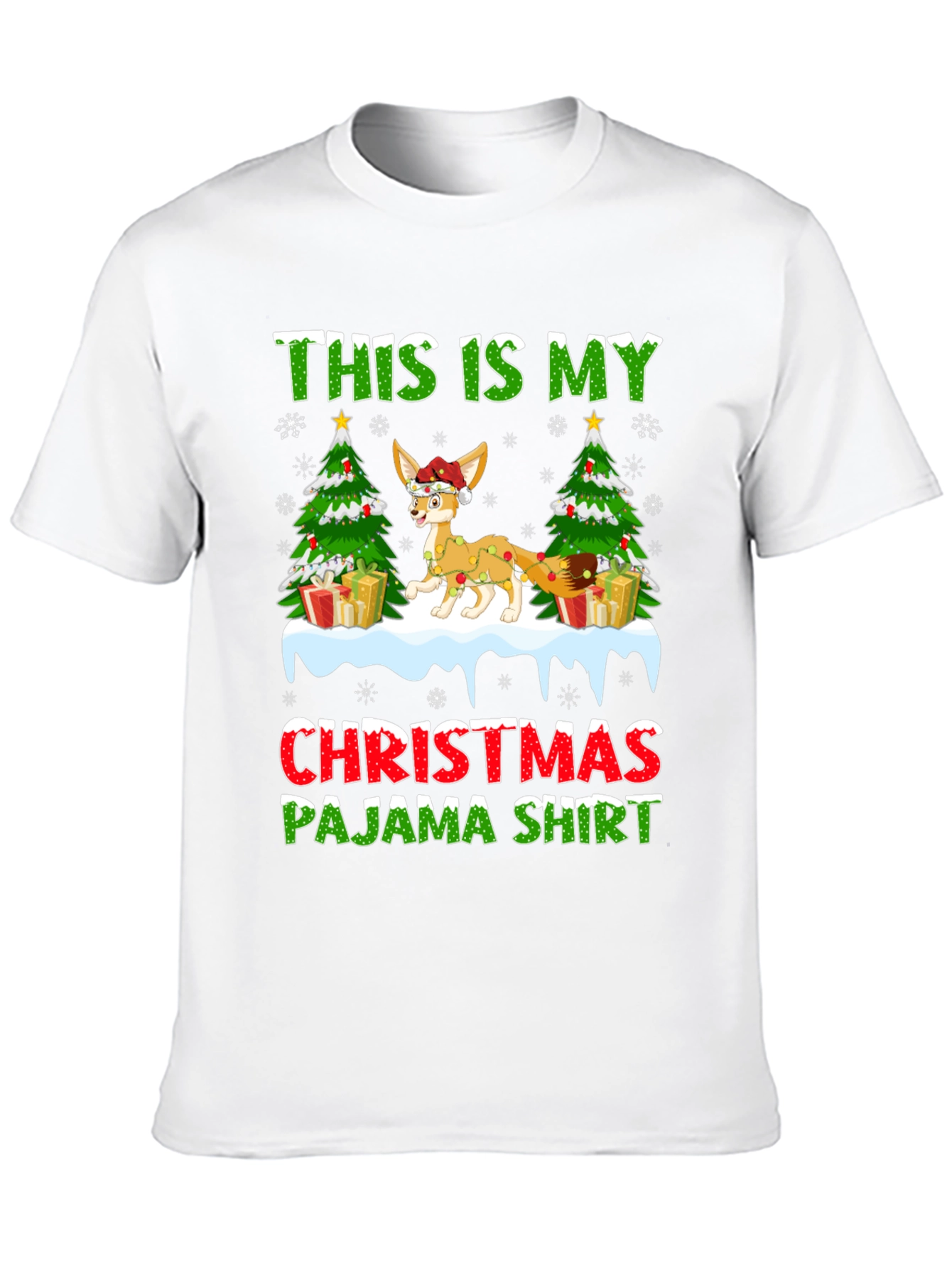 Christmas Pajama Shirt Fennec Fox Holiday Tee