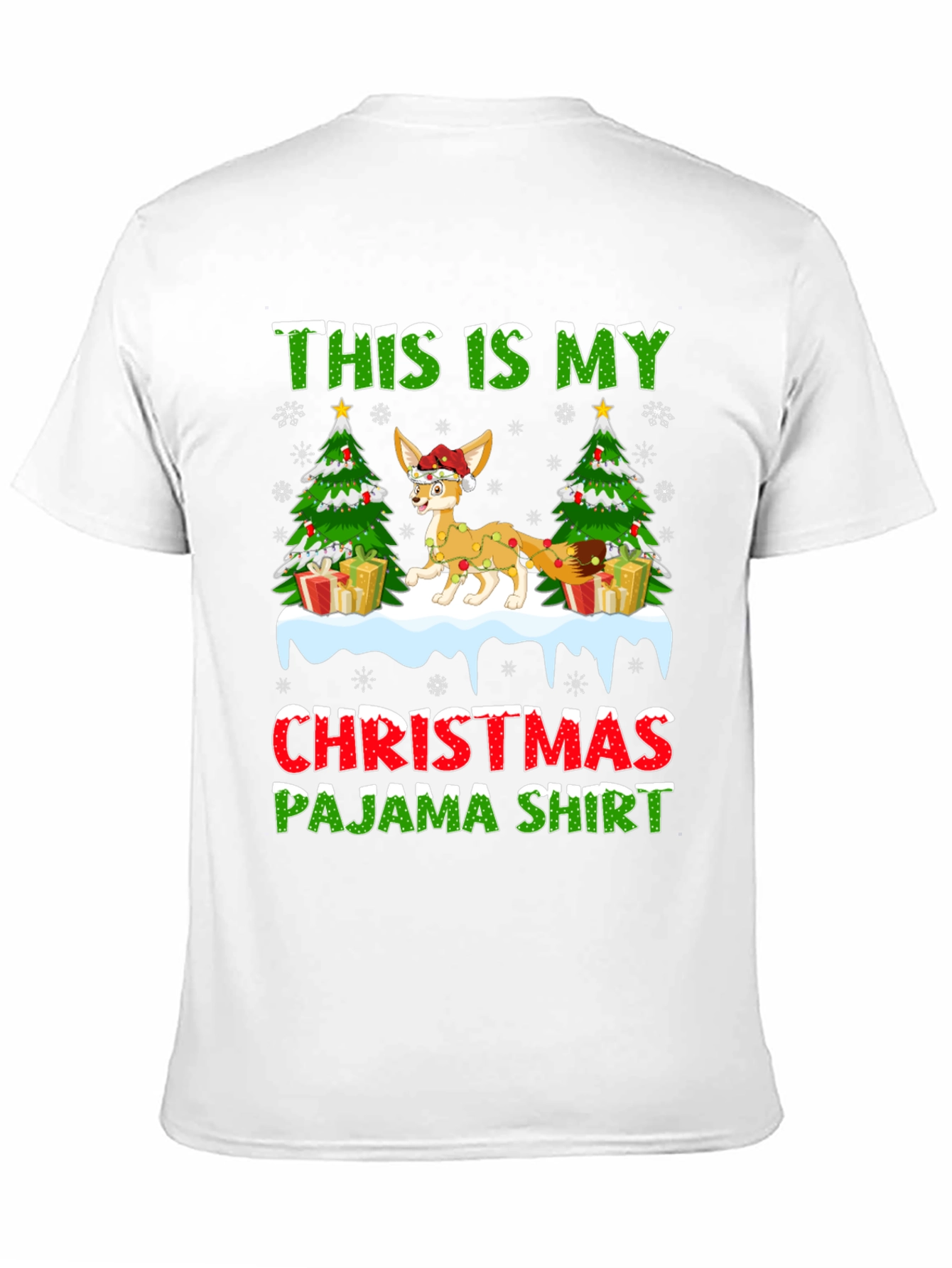 Christmas Pajama Shirt Fennec Fox Holiday Tee