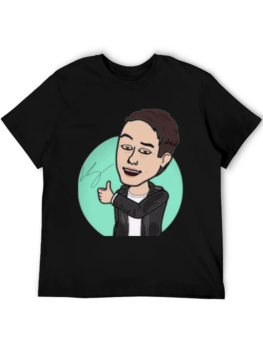 Cartoon Graphic Tee - Black Casual T-Shirt