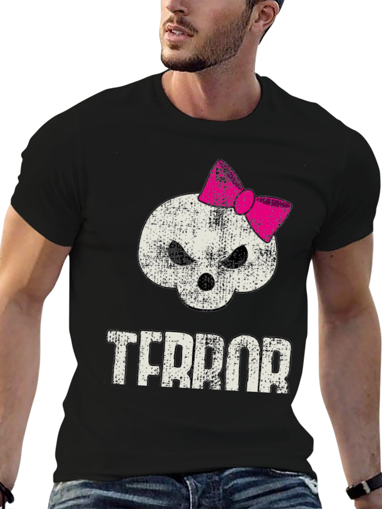 Terror Skull with Bow Graphic T-Shirt