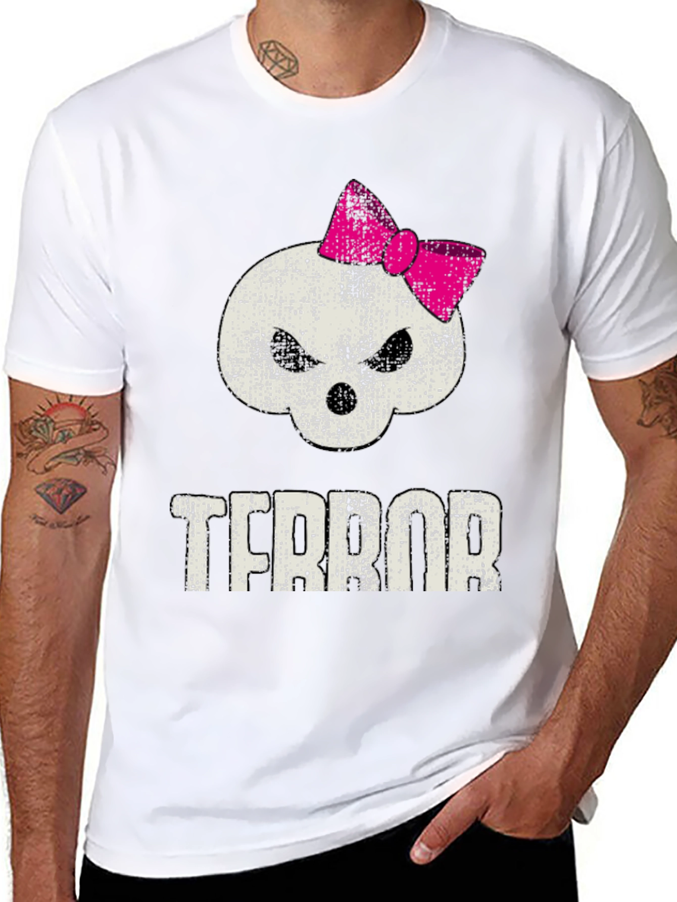 Terror Skull with Bow Graphic T-Shirt