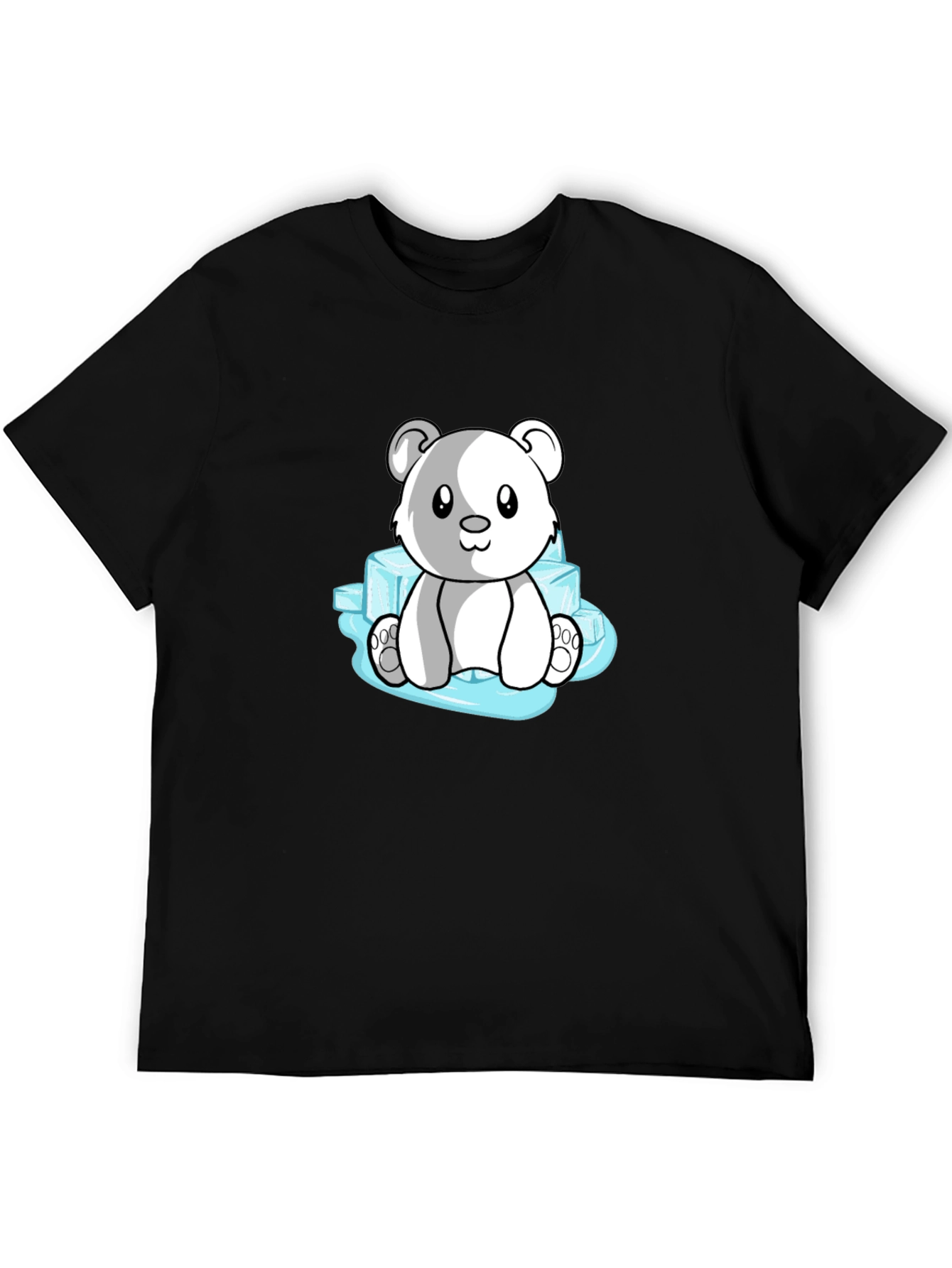 Cute Polar Bear on Ice Mens Black T-Shirt