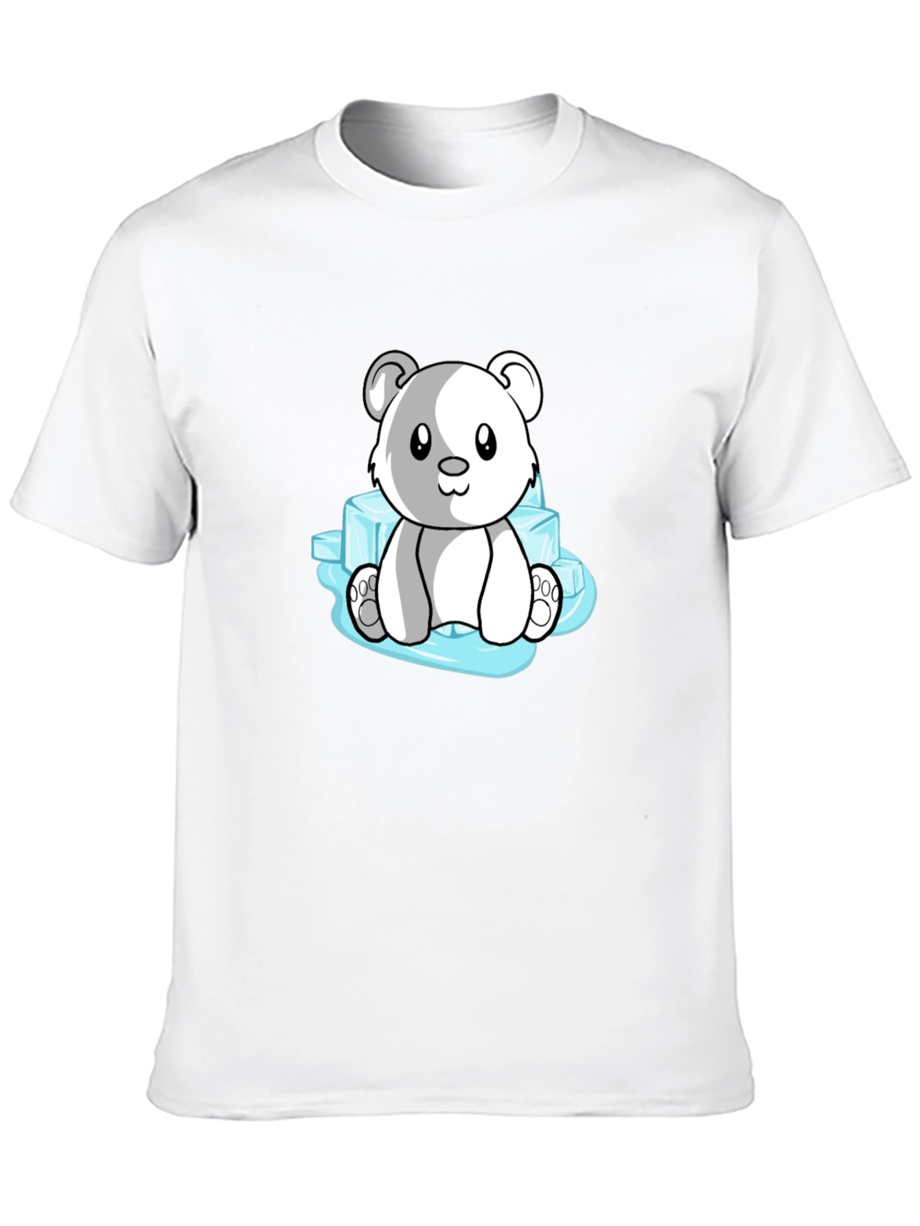 Cute Polar Bear on Ice Mens Black T-Shirt