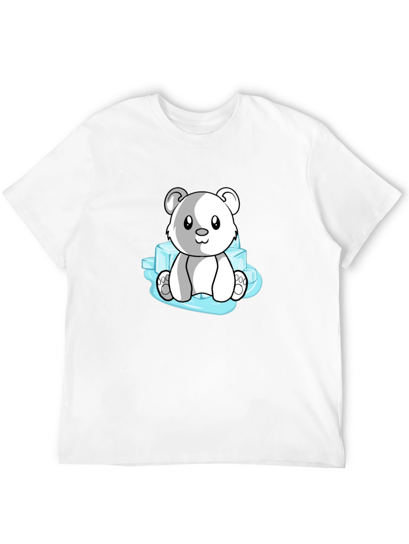 Cute Polar Bear on Ice Mens Black T-Shirt