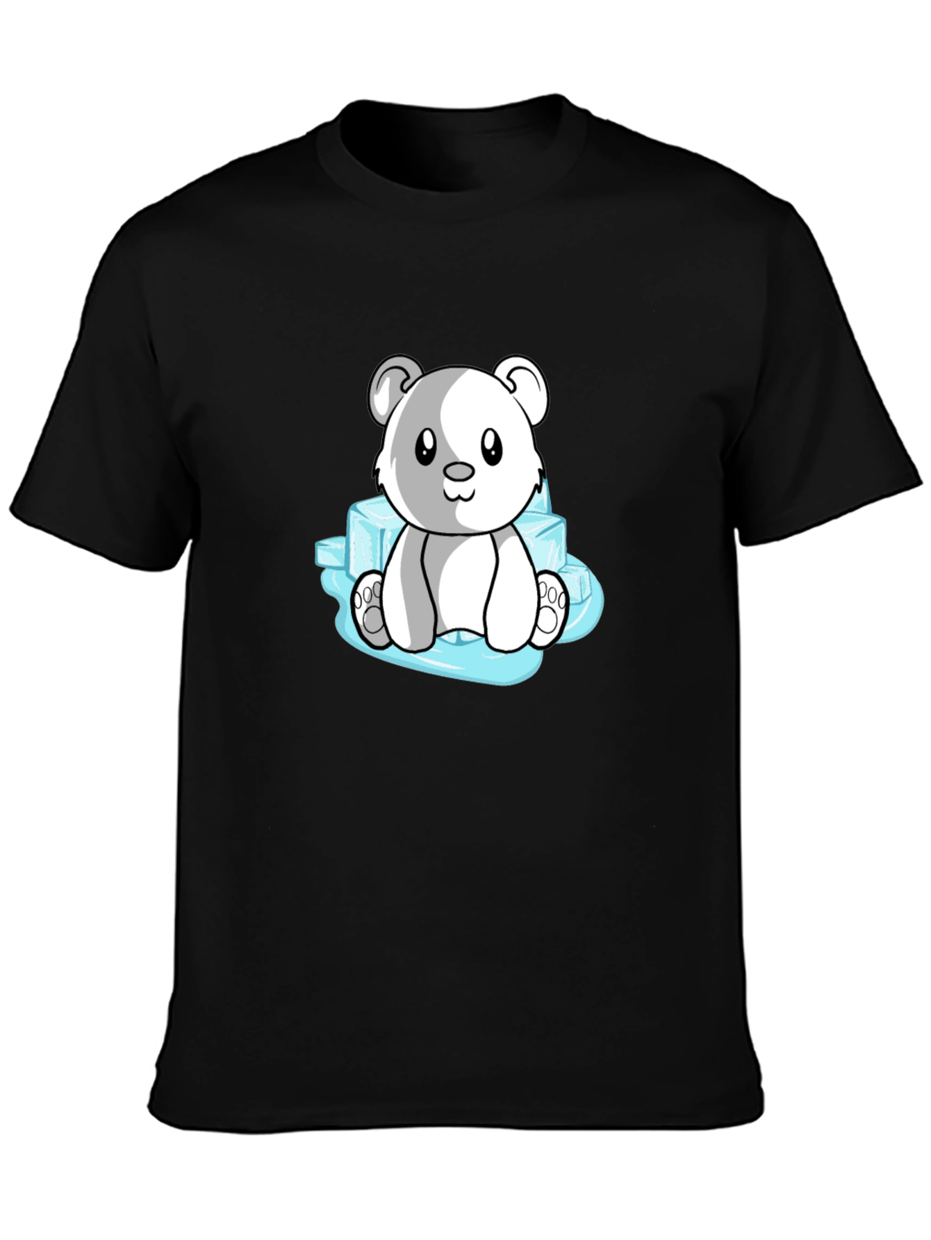 Cute Polar Bear on Ice Mens Black T-Shirt