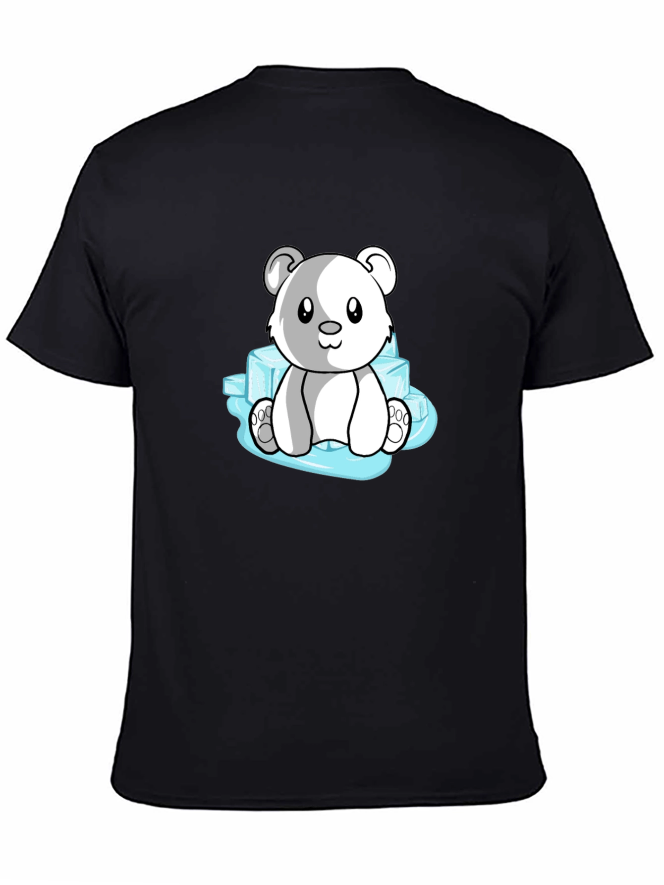 Cute Polar Bear on Ice Mens Black T-Shirt