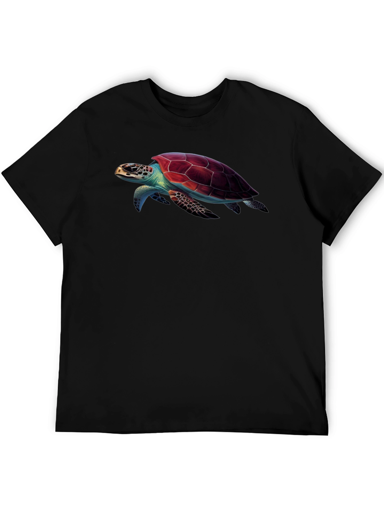 Sea Turtle Graphic Print Black T-Shirt