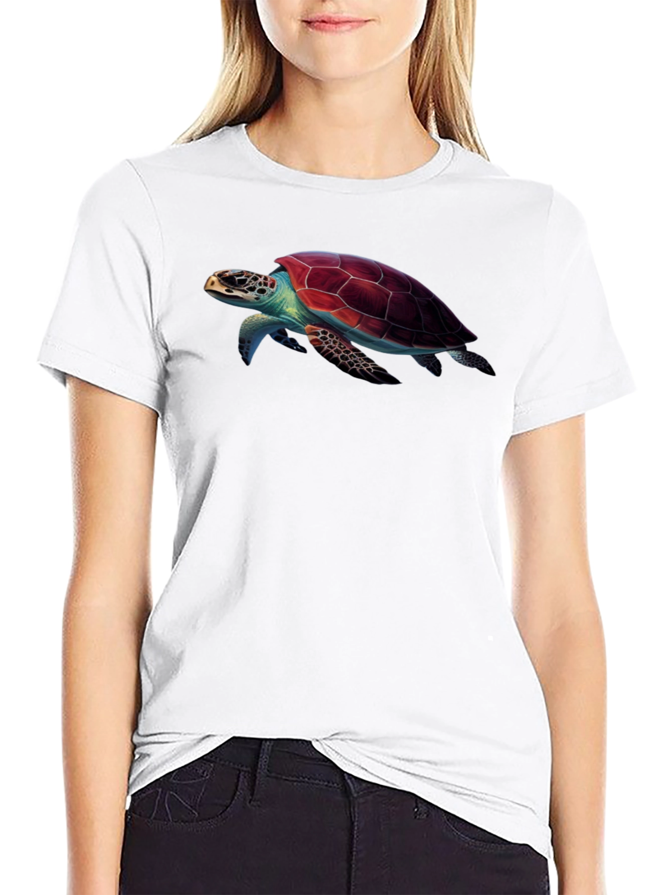 Sea Turtle Graphic Print Black T-Shirt