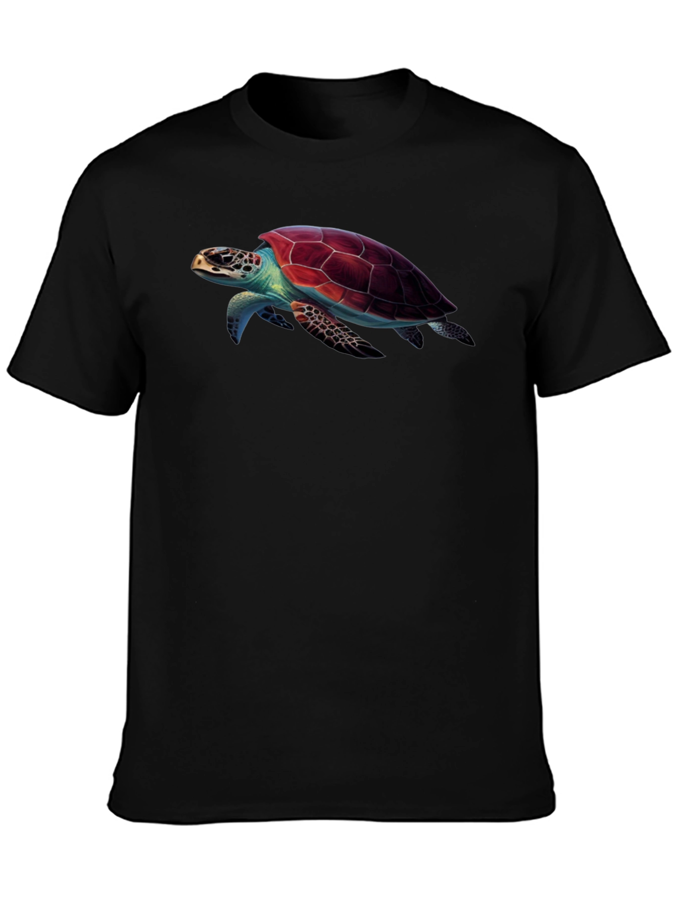 Sea Turtle Graphic Print Black T-Shirt