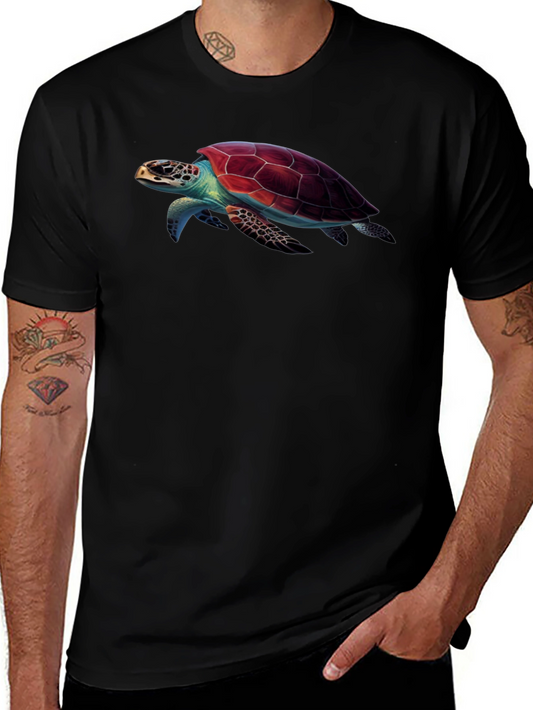 Sea Turtle Graphic Print Black T-Shirt