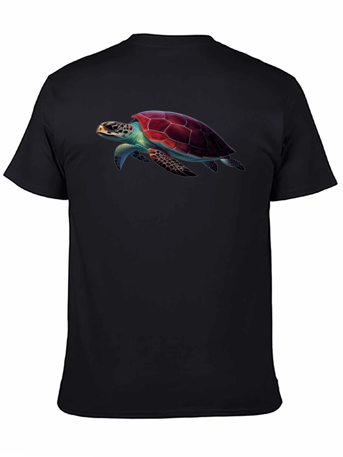 Sea Turtle Graphic Print Black T-Shirt
