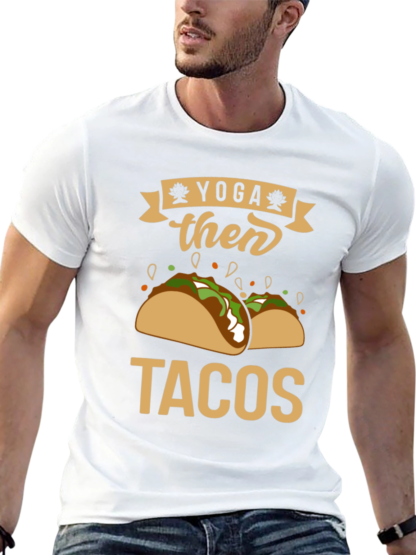 Yoga Then Tacos Black Graphic Tee Shirt